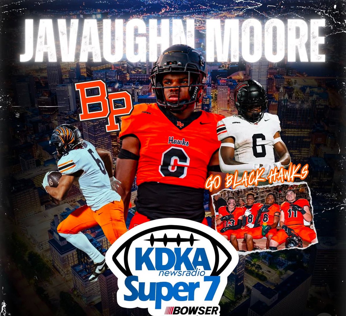 Bethel Park High School Football (@bphawksfootball) on Twitter photo Congratulations to <a href="/Javaughn_Moore/">Javaughn Moore</a> for being named <a href="/KDKARadio/">100.1 FM and AM 1020 KDKA</a> Super Seven 5A Player of the Year #BUILTBYBETHEL #ROOTEDINSUBSTANCE Congratulations to <a href="/Javaughn_Moore/">Javaughn Moore</a> for being named <a href="/KDKARadio/">100.1 FM and AM 1020 KDKA</a> Super Seven 5A Player of the Year #BUILTBYBETHEL #ROOTEDINSUBSTANCE