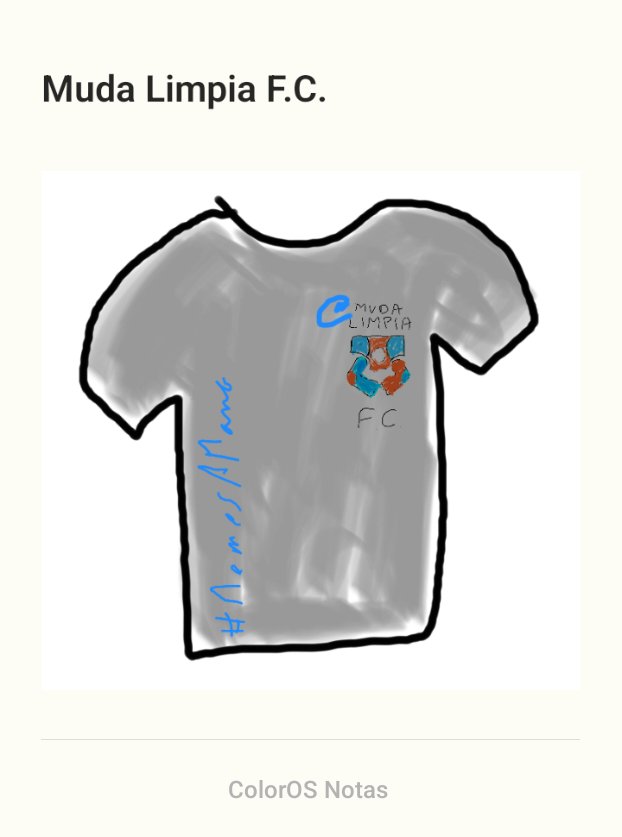 La mayoría no lo entenderéis, pero <a href="/Marsufperdido/">Marsuf</a> me ha provocado una necesidad; así que he cogido mi kit de "pinta y colorea" y he hecho este #MemeAMano retrasado.
Con todos ustedes, la camiseta del "Muda Limpia F.C.". (Ojo al escudo).