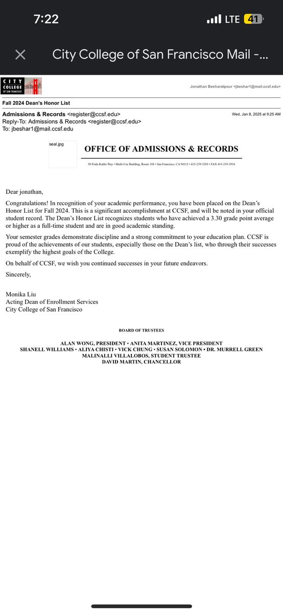 Blessed to be on the deans honor list for 2024 fall semester. 
<a href="/67outlaw/">Eduardo Yagües Nuño</a>  <a href="/LarryGrant95/">Larry Grant</a> <a href="/CoachHendooo/">Brendan Henderson</a>  <a href="/SocratesVergar1/">Socrates Vergara Jr</a>