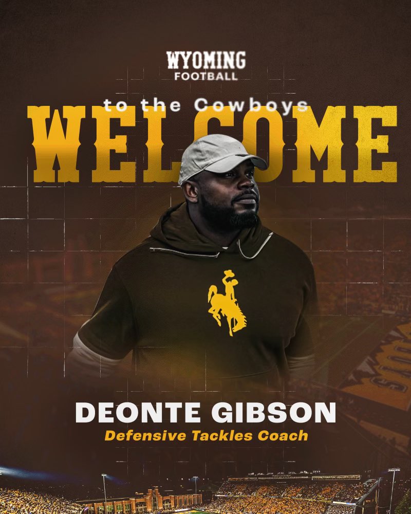 Deonte Gibson (@coach_dgibson) on Twitter photo Excited to start this new journey with <a href="/wyo_football/">Wyoming Cowboy Football</a> <a href="/JaySawvel/">Jay Sawvel</a> !
DTs set the pace and FINISH THE DAMN SHOW!
#ShowStoppers #RideForTheBrand π€ π Excited to start this new journey with <a href="/wyo_football/">Wyoming Cowboy Football</a> <a href="/JaySawvel/">Jay Sawvel</a> !
DTs set the pace and FINISH THE DAMN SHOW!
#ShowStoppers #RideForTheBrand π€ π