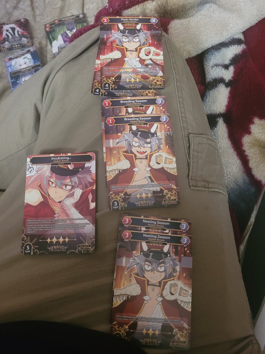 CardsofGreedTCG's tweet image. Let's Go got my box of VRoyale from @Merryweatherey and pulled 7 of @BrownHasher #vroyale #tcg #TradingCardGame #dinosaurs #DINO #Vtubers