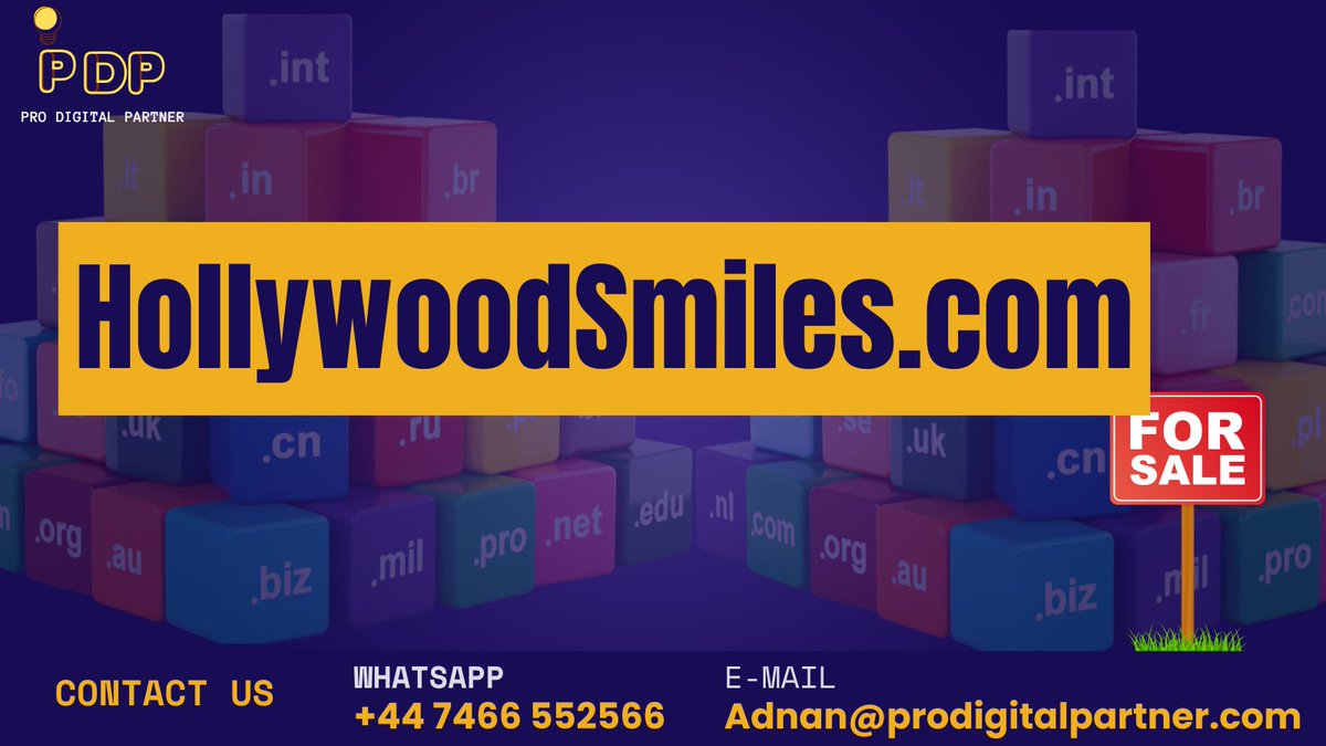 ProDigitalPart's tweet image. 🌟 For Sale: HollywoodSmiles.com 🌟

🔹 Domain Description: Ideal domain for a cosmetic dentistry business or teeth whitening products. Elevate your brand with a smile that shines like the stars of Hollywood!

🔹 #DentalCare #CosmeticDentistry #TeethWhitening #SmileMakeover…
