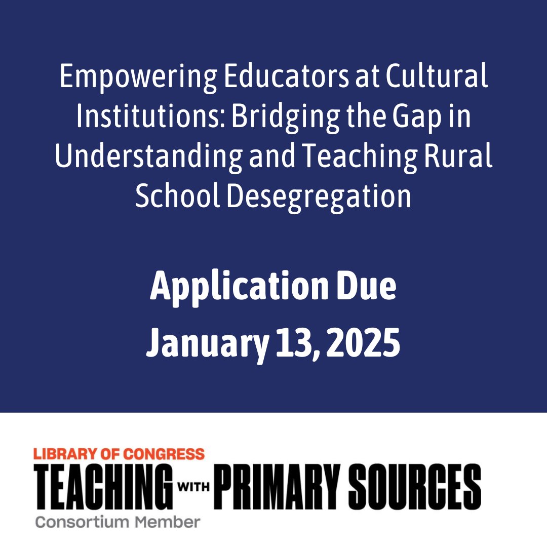 NREA (@nrea1) on Twitter photo Participants in "Empowering Educators at Cultural Institutions: Bridging the Gap in Understanding and Teaching Rural School Desegregation" receive a $1300 stipend.
1. Answer questions: ow.ly/uoNp50UCau3
2. Send letter of intent & resume to thelongroadfrombrownneh@gmail.com Participants in "Empowering Educators at Cultural Institutions: Bridging the Gap in Understanding and Teaching Rural School Desegregation" receive a $1300 stipend.
1. Answer questions: ow.ly/uoNp50UCau3
2. Send letter of intent & resume to thelongroadfrombrownneh@gmail.com