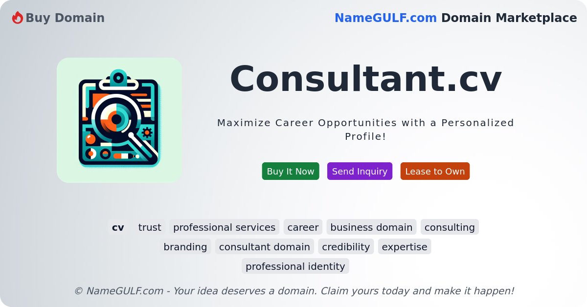 ngmbot's tweet photo. 🔥 Listing: https://t.co/wpHlIzxJeF on @namegulf

✨ Maximize Career Opportunities with a Personalized Profile!

👉 https://t.co/zi9ceVXHM7

#trust #professionalservices #career #businessdomain #consulting https://t.co/GestO4ULZC