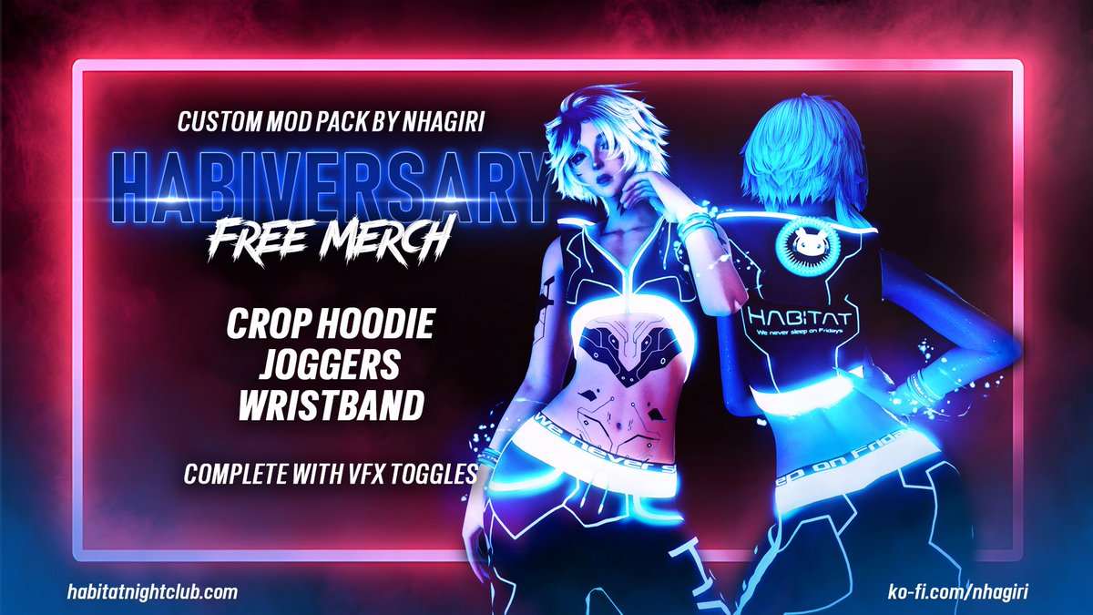 Habiversary Free Merch Custom Mod Pack by Nhagiri

To celebrate our first anniversary we are releasing this free custom merch pack! We hope you'll enjoy it 💙

Join our 1.5k Discord Community to download the merch and stay updated to all our events! discord.gg/habitatxiv