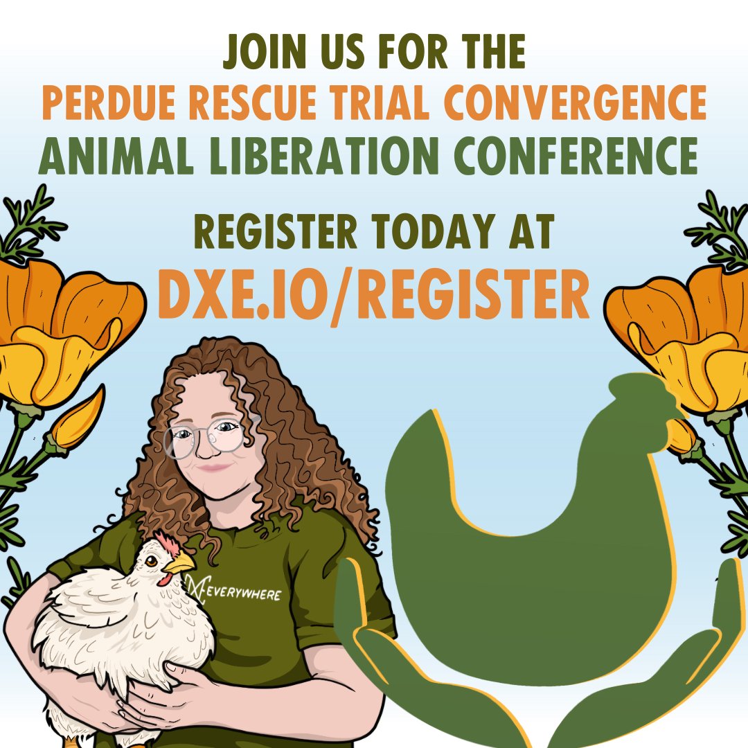 For the first time ever, we will be organizing two events in one: the Perdue Rescue Trial Convergence (starting 5/16) and the Animal Liberation Conference (5/23-5/27)! Get ready for an action-packed May in Santa Rosa, CA!

dxe.io/register

#AnimalRights #AnimalRescue