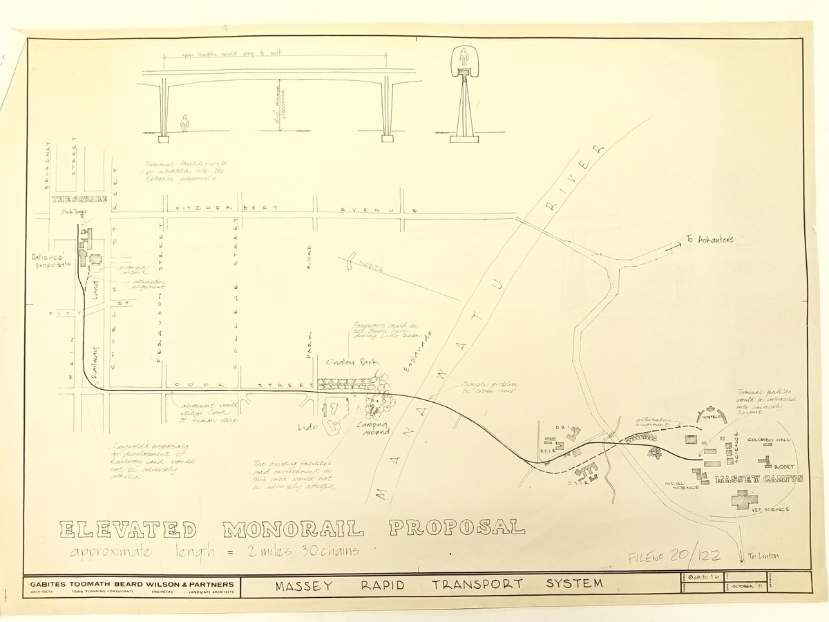 They sent me the plans! 

The proposed monorail would have connected the university campus to the Council buildings in the square, stopping off at the Lido aquatic center on the way.