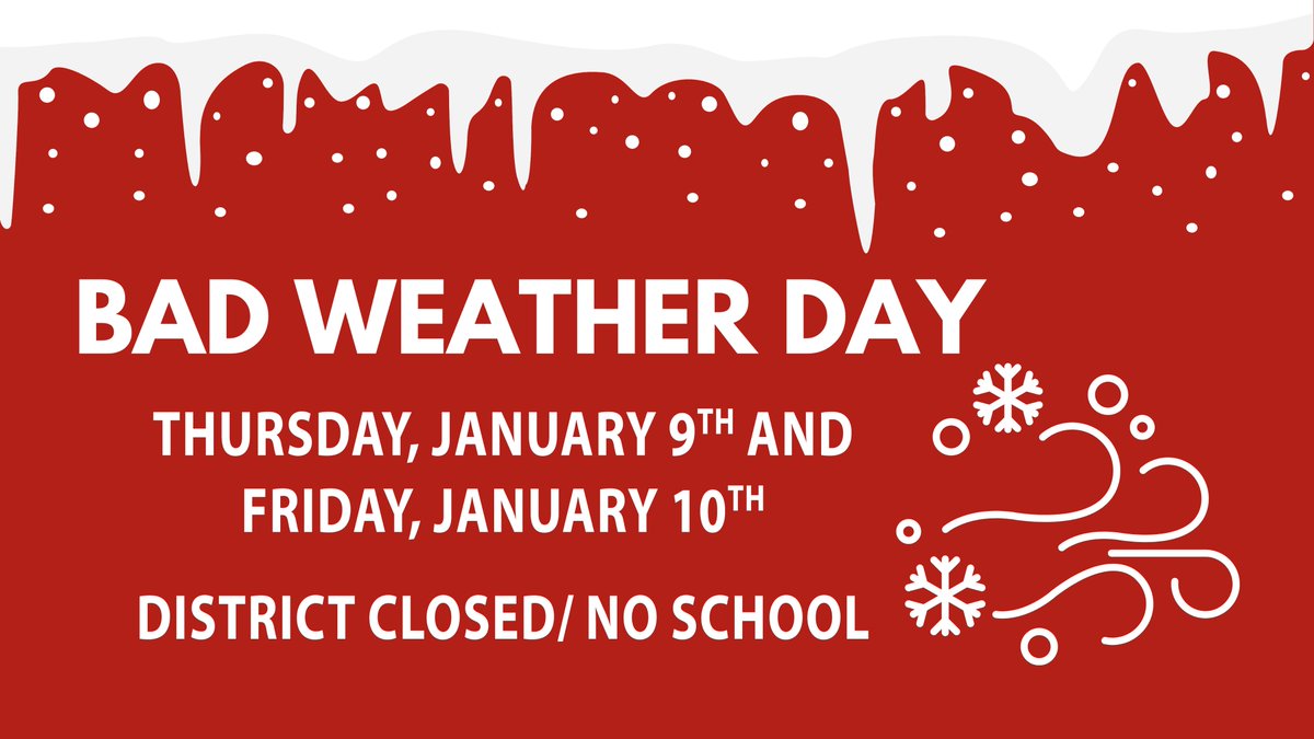 Duncanville ISD (@duncanvilleisd) on Twitter photo ⚠️ 𝗪𝗲𝗮𝘁𝗵𝗲𝗿 𝗨𝗽𝗱𝗮𝘁𝗲 ⚠️
All <a href="/DuncanvilleISD/">Duncanville ISD</a> schools and offices will be closed on Thursday, January 9th and Friday, January 10th, and all classes and after-school activities are canceled. ⚠️ 𝗪𝗲𝗮𝘁𝗵𝗲𝗿 𝗨𝗽𝗱𝗮𝘁𝗲 ⚠️
All <a href="/DuncanvilleISD/">Duncanville ISD</a> schools and offices will be closed on Thursday, January 9th and Friday, January 10th, and all classes and after-school activities are canceled.