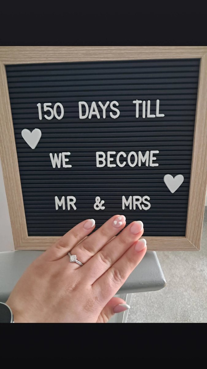Ms_L_Steele's tweet photo. I got engaged on 27th January 2023 and had my wedding date picked within a week. I thought I had loads of time but here we are nearly 2 years later and the wedding is a mere 5 MONTHS away - how did that happen?😲 Can't wait to walk down the aisle and become Mrs Steele Hegarty 💗 https://t.co/meBi4Wirfc