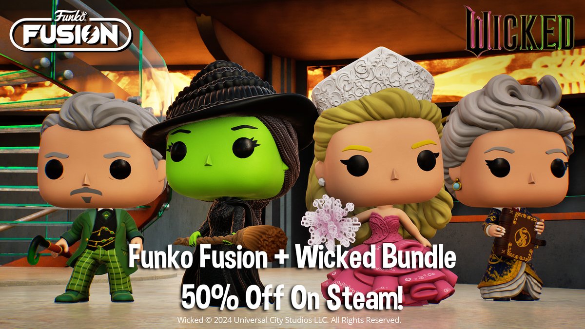 FunkoFusionGame's tweet image. Today only, you can get the Funko Fusion game and Wicked bundle together for 50% off on Steam!  

#funko #funkofusion