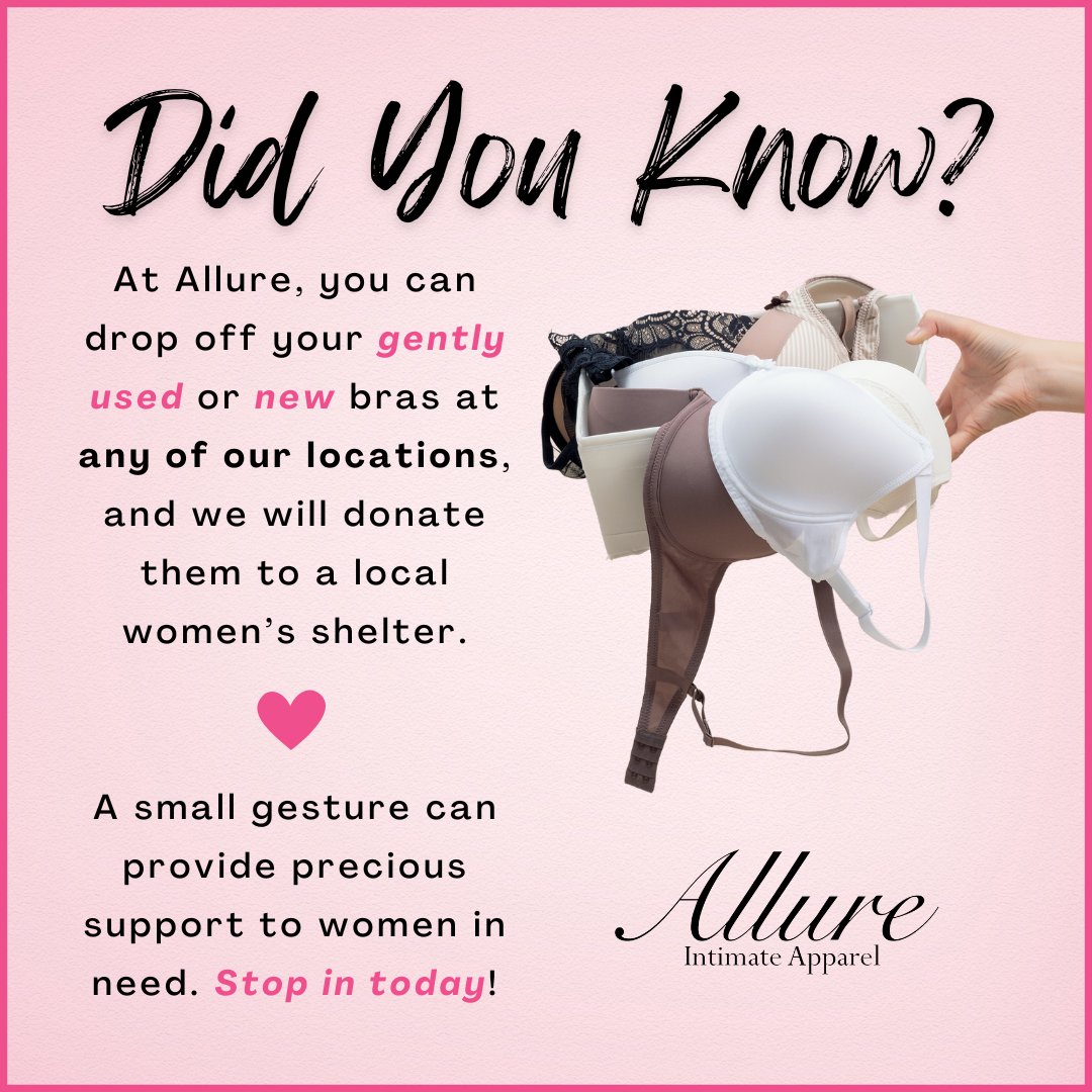 Interested in partnering with us? 💌 Shoot us a DM and let’s empower women together! #BraDonations #LetsEmpowerWomen #AllureIntimateApparel