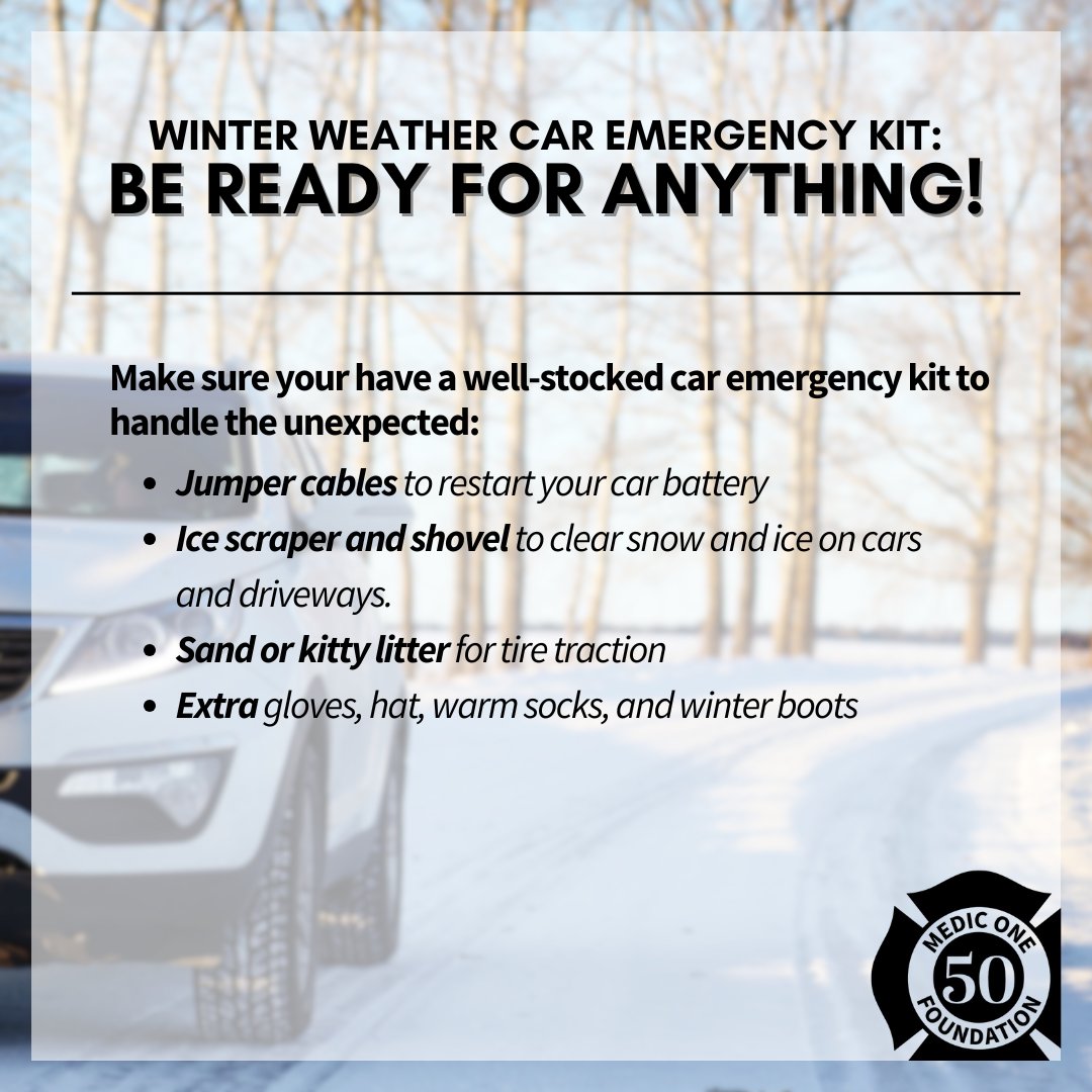 When the temperature drops, the risk of road emergencies increases. Here are some items to add to your winter emergency kit! 🚗