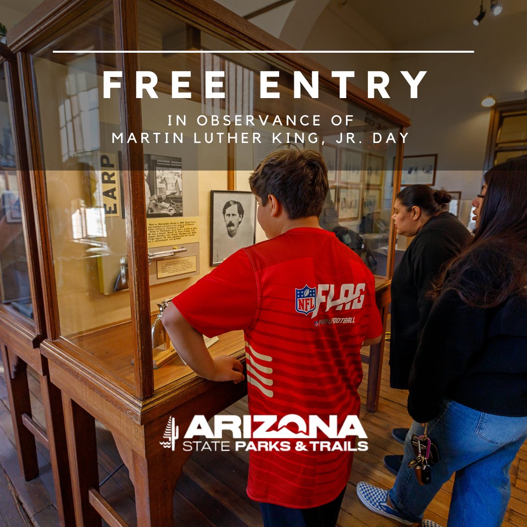 Enjoy a fee-free day at Arizona State Parks on Monday, January 20 in observance of Martin Luther King, Jr. Day. Visitors must show their AZ ID at state park entrances to take advantage of the offer for waived admission. Exclusions apply. See the details at azstateparks.com/press/spend-ma…