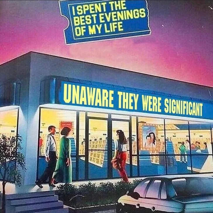 HelloNuzzo's tweet image. I love this image because it reminds me to find solace and have gratitude in the moments that seem routine. One day you'll look back on today and wish you could relive this time. I spent many an evening at the Blockbuster across from my parent's shop browsing the Genesis games.