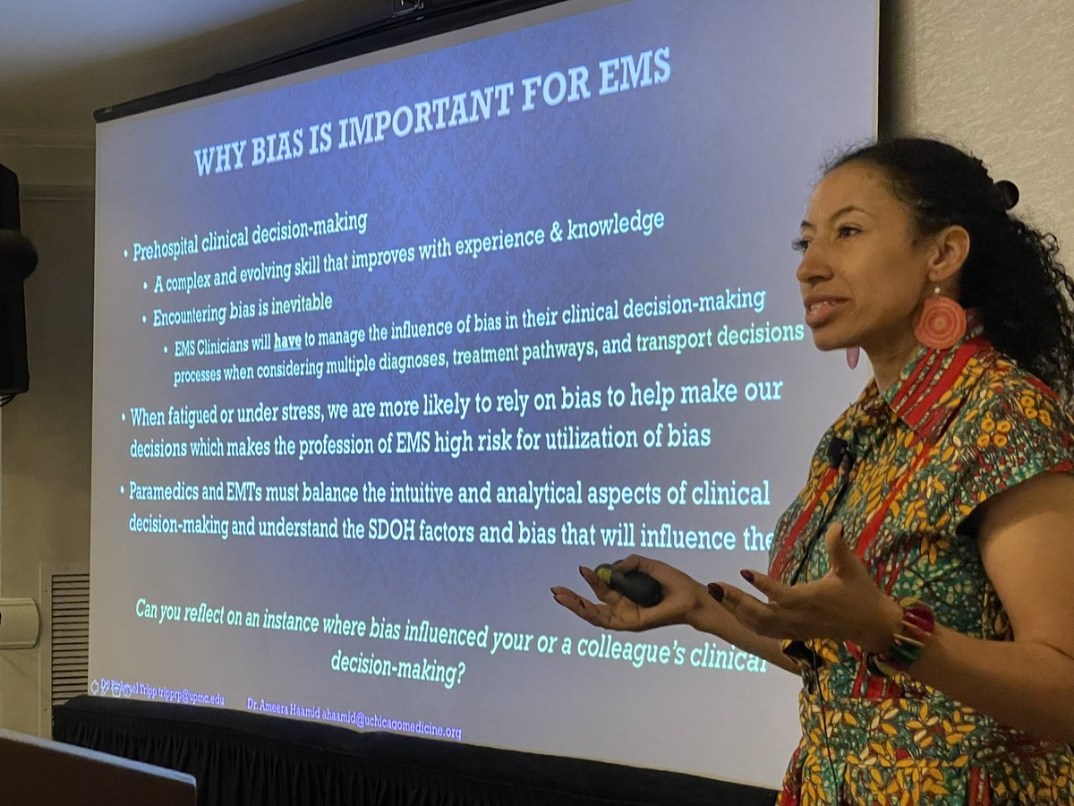 HaamidMD (@haamidthemd) on Twitter photo “EMTs and Paramedics must understand the influence of bias on decision-making” - Dr. Tripp kicks off our annual precon speaking about why Unconscious Bias is important for EMS. <a href="/Pretty_Ricqui/">Ricki Tripp</a> #NAEMSP2025 “EMTs and Paramedics must understand the influence of bias on decision-making” - Dr. Tripp kicks off our annual precon speaking about why Unconscious Bias is important for EMS. <a href="/Pretty_Ricqui/">Ricki Tripp</a> #NAEMSP2025