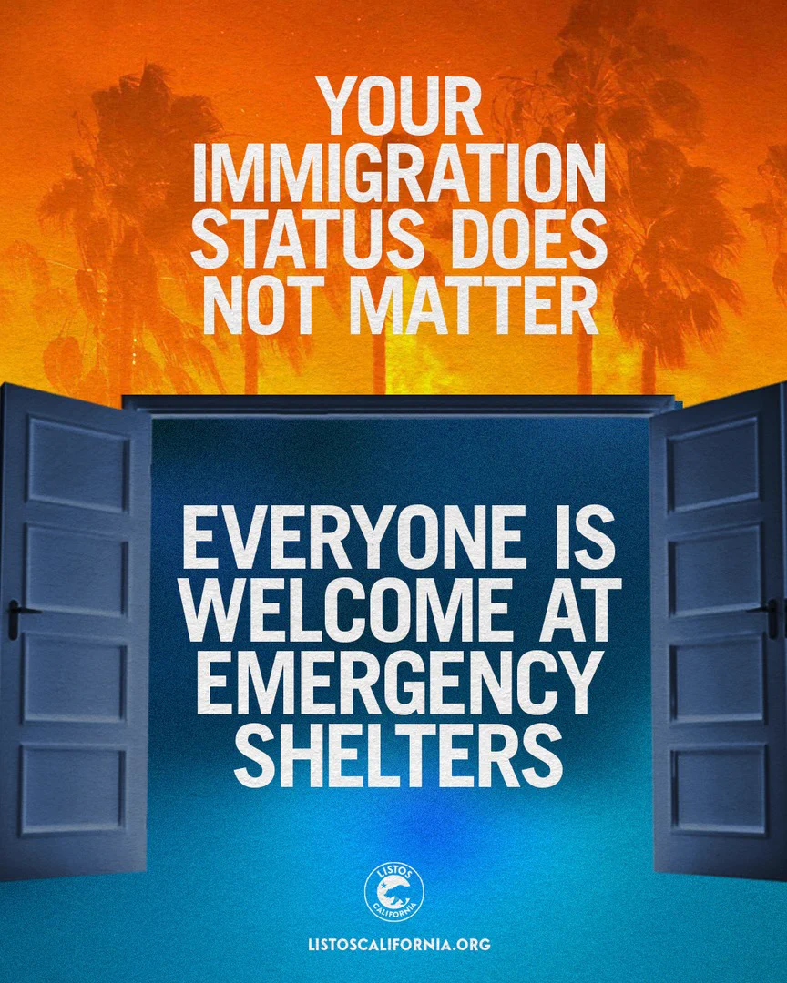 Your immigration status does not matter

Everyone is welcome at emergency shelters

listoscalifornia dot O R G