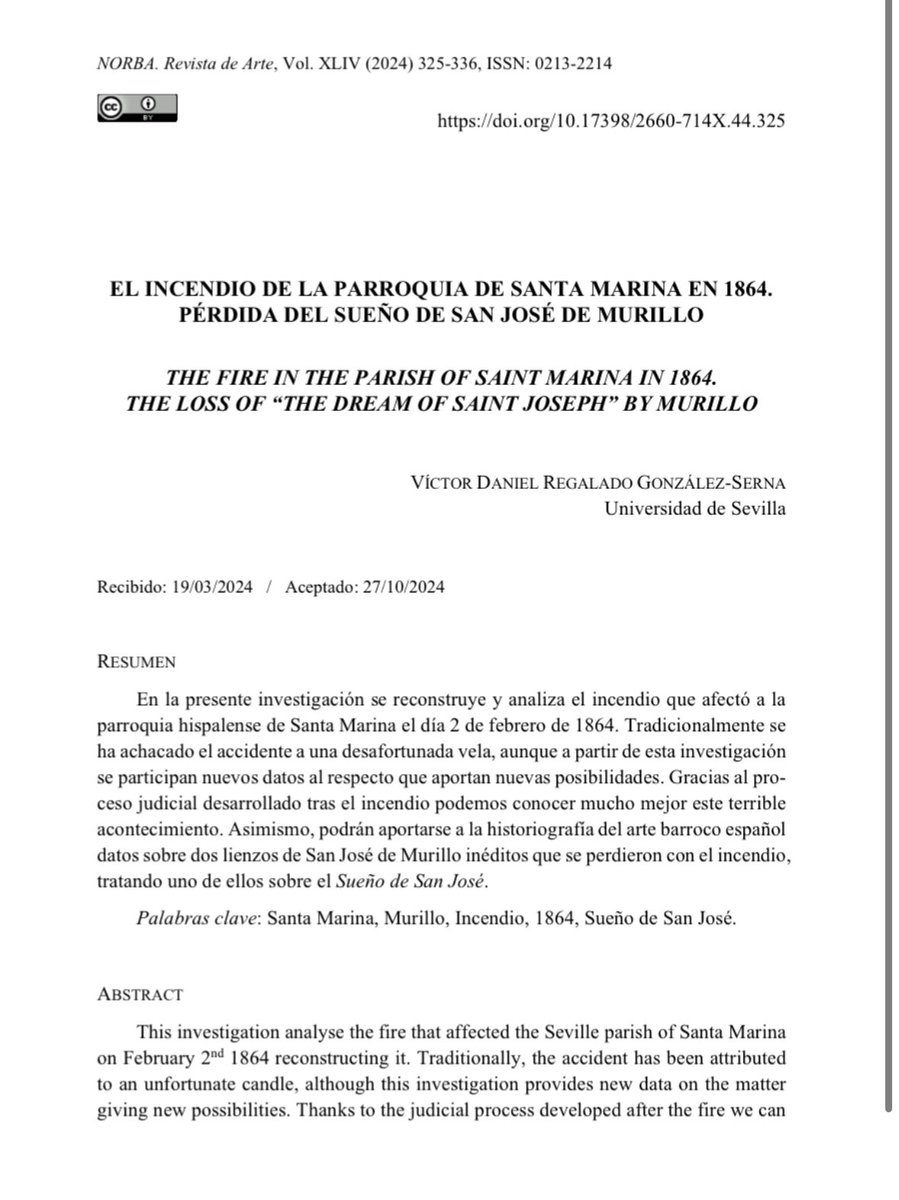 VictorDRGS's tweet image. Gracias a la Revista Norba por confiar en mi trabajo. He descubierto la existencia del Sueño de San José y un Patriarca de Murillo en la parroquia sevillana de Santa Marina. Va hilo. 

revista-norbaarte.unex.es/index.php/NRA/…

 👇🏼🧵