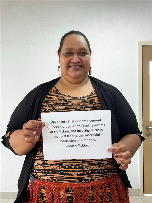TAFinPI's tweet photo. Mālō e lelei from Tonga, a National Anti-Human Trafficking Month message from Mrs. Telesia Fakava Kaitapu, Immigration Director of Tonga and Co-Chair of the National Technical Working Group on Counter Trafficking.

The Tonga Immigration Department is a key partner in the fight against human trafficking, collaborating closely with USAID Pacific RISE-CTIP as part of the broader regional efforts. The Immigration Department plays a crucial role in enforcing Tonga’s laws related to human trafficking, ensuring that victims are identified and offenders are prosecuted.

With support from @USAID Pacific RISE-CTIP, the Immigration Department trains its enforcement officers to recognize the signs of trafficking and effectively investigate cases. This training empowers officers to address trafficking crimes, ultimately contributing to the successful prosecution of traffickers and ensuring the safety and protection of vulnerable individuals.

As a vital part of the national strategy, Mrs. Telesia Fakava Kaitapu and her team continue to work alongside key stakeholders in the government and civil society, strengthening Tonga's commitment to combatting human trafficking and promoting fair labor practices. The Immigration Department is actively involved with the Technical Working Group, supporting efforts to align national policies with international best practices in the fight against human trafficking.

#HumanTraffickingAwareness #EndTrafficking   #HumanTraffickingPreventionMonth #PacificRISECTIP #ActToEndTrafficking
#Tonga
