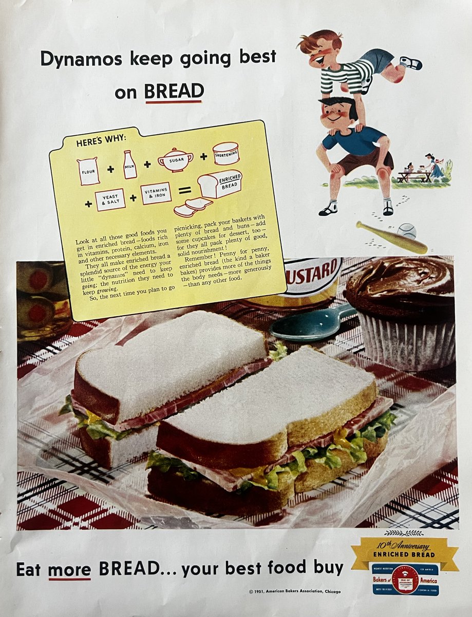 bennel62's tweet image. First-known use in print of #whitebread as a #metaphor occurred 26 years after the publication of this #magazine #advertisement paulsnewsline.blogspot.com/2025/01/first-…