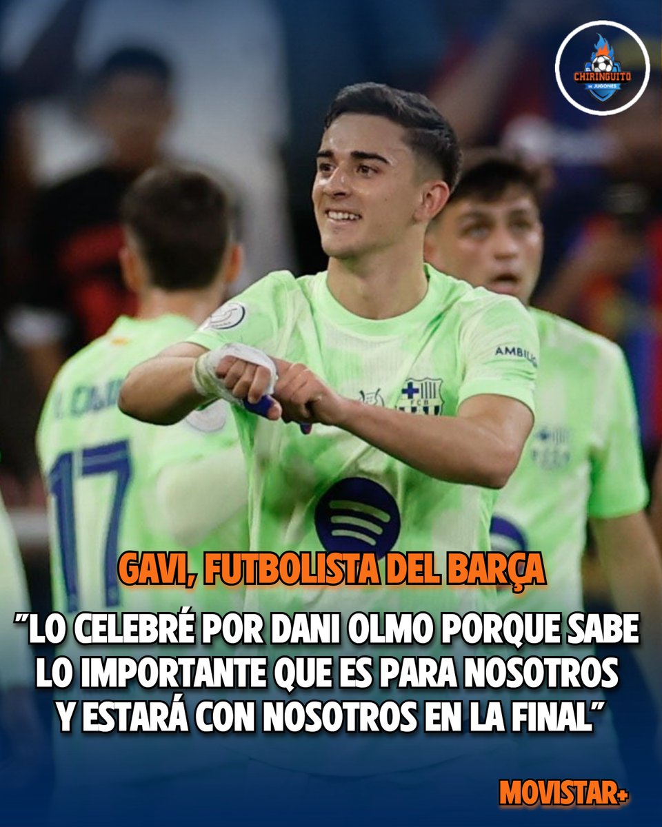 elchiringuitotv's tweet photo. ‼️ Gavi explica su celebración... a lo Dani Olmo:

🗣️ "Lo he hecho por él porque es un jugador muy importante".

¡Nos vemos a las 12 en MEGA! https://t.co/Vwjx5cJ5o5