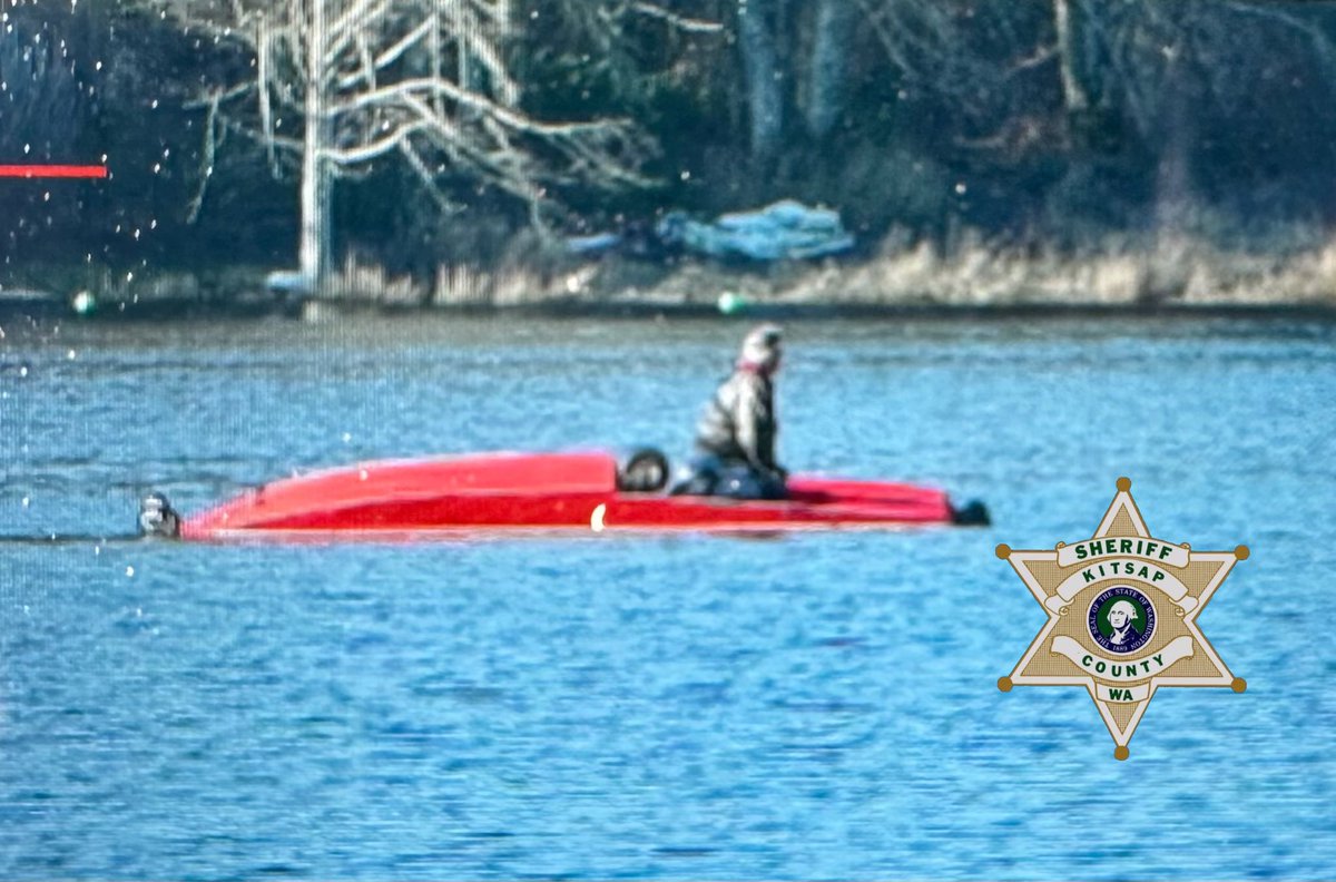 KitsapCoSheriff's tweet photo. A sea plane began sinking while attempting to land on Long Lake. The pilot was the only person aboard the aircraft. He appears uninjured and has stayed with the plane after it overturned. A KCSO boat is en route to the scene. https://t.co/6O2Hwnjo0q