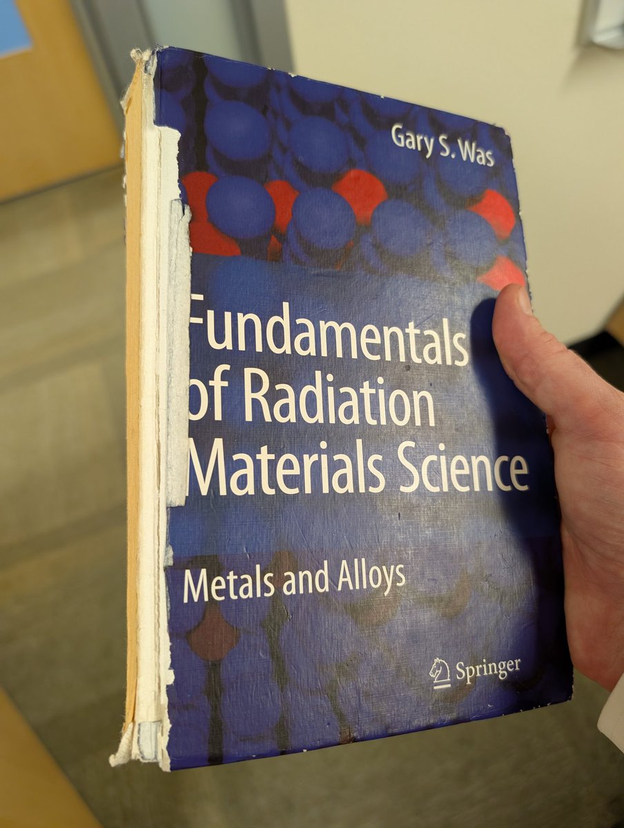 Taught the first lecture of NERS 522: Radiation Materials Science II today. This is my worn out book from when I took it as a student, taught by my advisor Dr. Was. It was my favorite class and I'm proud to pass the knowledge on to my students.