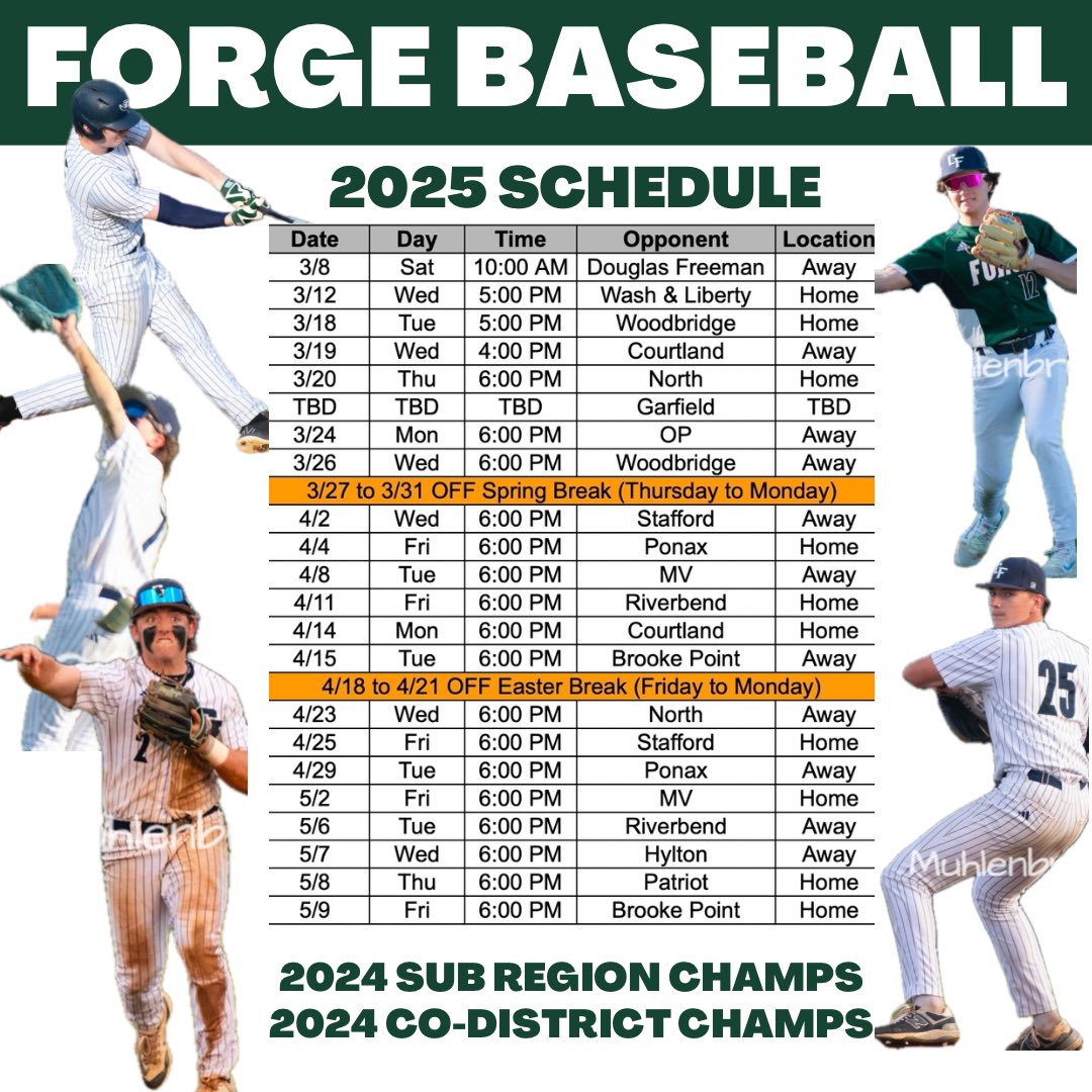 Forge Baseball (@forgebaseballcf) on Twitter photo Forge 2025 updated baseball schedule! 
Get ready for some baseball
<a href="/ForgeAthletics/">Forge Athletics</a> <a href="/Jenmuhlenbruck/">Jen Muhlenbruck</a> Forge 2025 updated baseball schedule! 
Get ready for some baseball
<a href="/ForgeAthletics/">Forge Athletics</a> <a href="/Jenmuhlenbruck/">Jen Muhlenbruck</a>