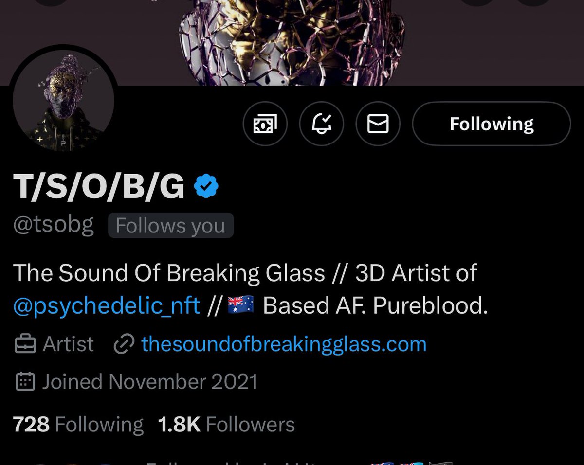 We need to get <a href="/tsobg/">T/S/O/B/G</a> to 2k followers. 

Really needs to be 5k +

If you own a <a href="/psychedelic_nft/">Psychedelics Anonymous</a> Genesis this legend created the art. 

Like retweet comment. Get this post in front of all Genesis holders. 

2k before I pass out tonight from cold medicine