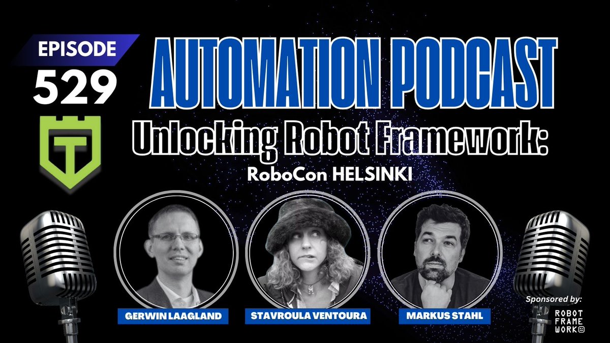 testguilds's tweet image. Curious about RoboCon 2025? This podcast gives a sneak peek while diving deep into Robot Framework’s unique advantages. Custom keywords, robust community, and more—don’t miss it! 👉testguild.com/podcast/automa… #testguildpodcast #robocon2025 #robotframework