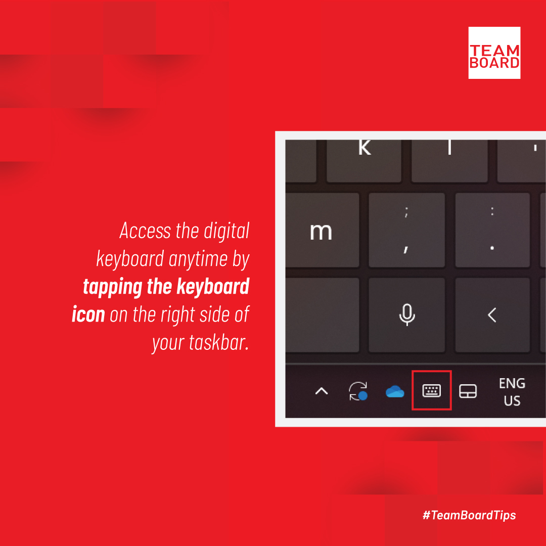 Ensure seamless interactive collaboration on your Windows 11 device!💡
Activate the digital keyboard on your Windows device with 3 simple steps and elevate your productivity.

Explore how our interactive products can transform your workspace by visiting teamboard.com