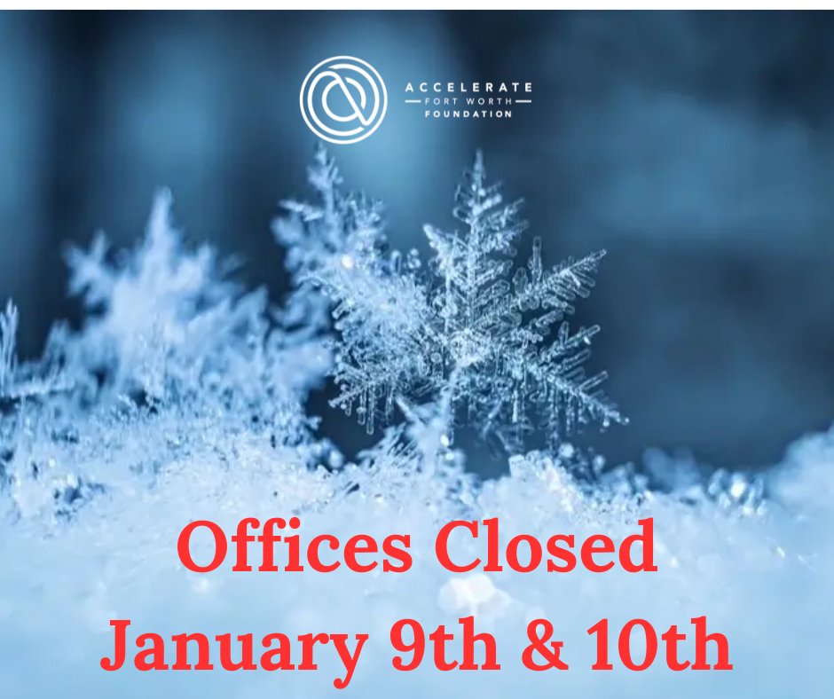 Due to the weather outlook for Thursday &amp; Friday, the Accelerate Offices, Co-Working Space &amp; Studio 600 Podcast Studio will be closed. Stay safe and warm!
