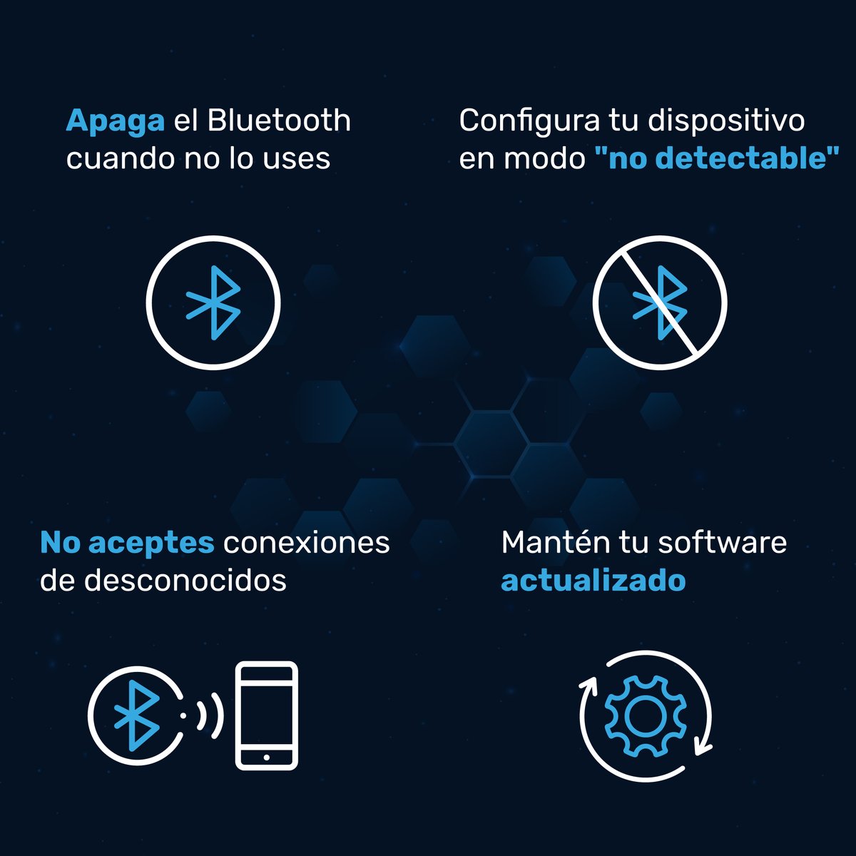 🚨 ¡Cuidado con el Bluesnarfing! 🚨

Los hackers pueden acceder a tus dispositivos por Bluetooth y robar información valiosa. 😱

¡Mantén tus datos a salvo! 🔐

Consulta más tips de seguridad 👉 bit.ly/Tips-Inbursa

#SeguridadInbursa #PonteAlerta