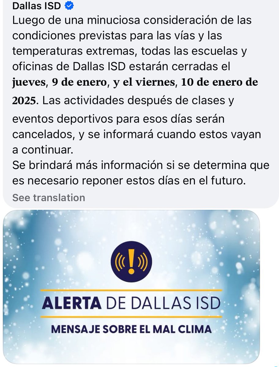 Parents and students please be advised that school will be closed for Thursday 1/9 and Friday 1/10.  

Please stay safe on the roads and stay warm. We will see everyone back on Monday 1/13.