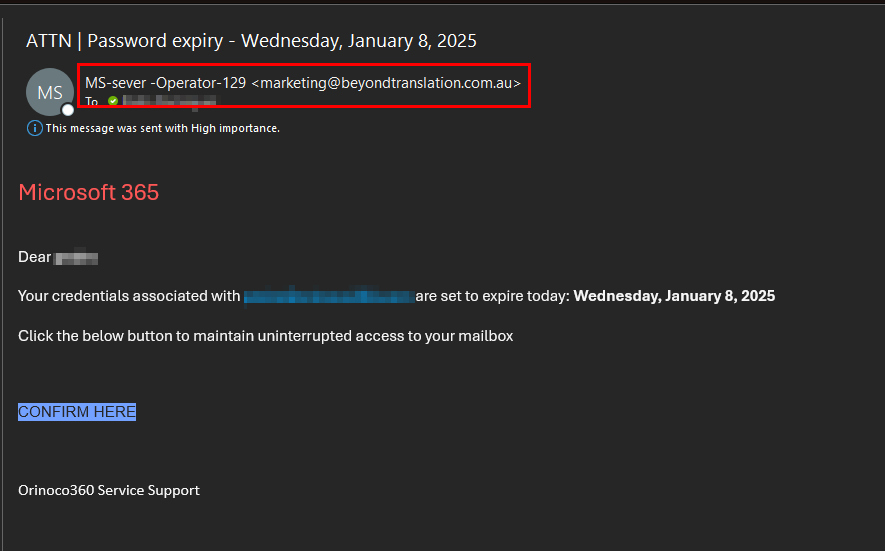 Orinoco360's tweet photo. @ByondTranslate 
I wanted to bring to your attention the alarming scamming email I received from your Marketing email address. Please feel free to reach out if you need assistance to better secure your account. https://t.co/aYWlg5MBlJ