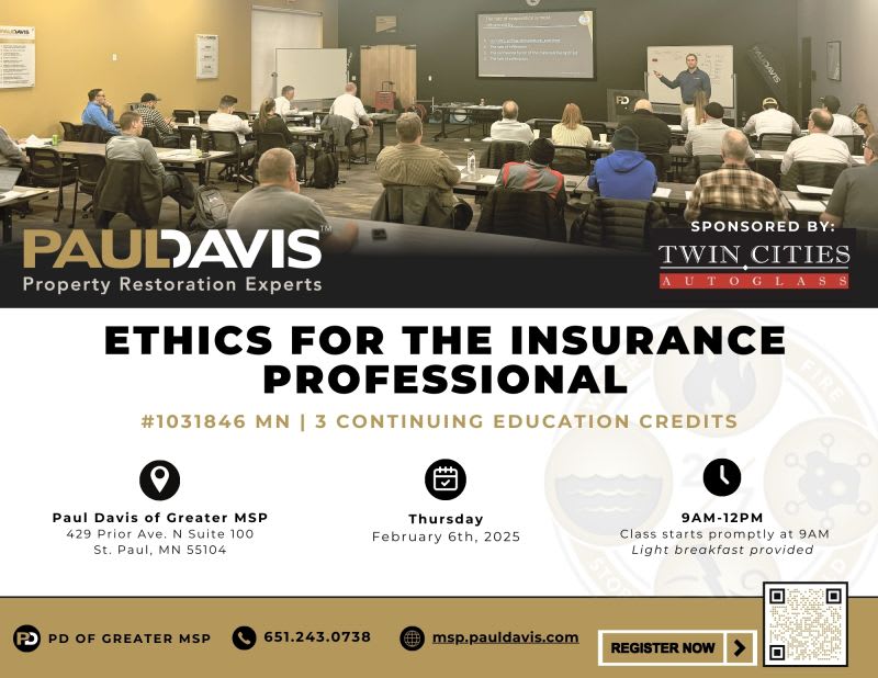 PaulDavisMSP's tweet image. DO YOU NEED CE CREDITS??? 🫵 🚨 

Register today for our Fire Damage Mitigation 🔥 class next Wednesday, June 26th!! 3 MN Continuing Education Credits! 🙌 📖 

Register HERE 👉 👉 👉 msp.pauldavis.com/ce-classes/

#WeArePaulDavis #ContinuousImprovment #FireDamage #CE