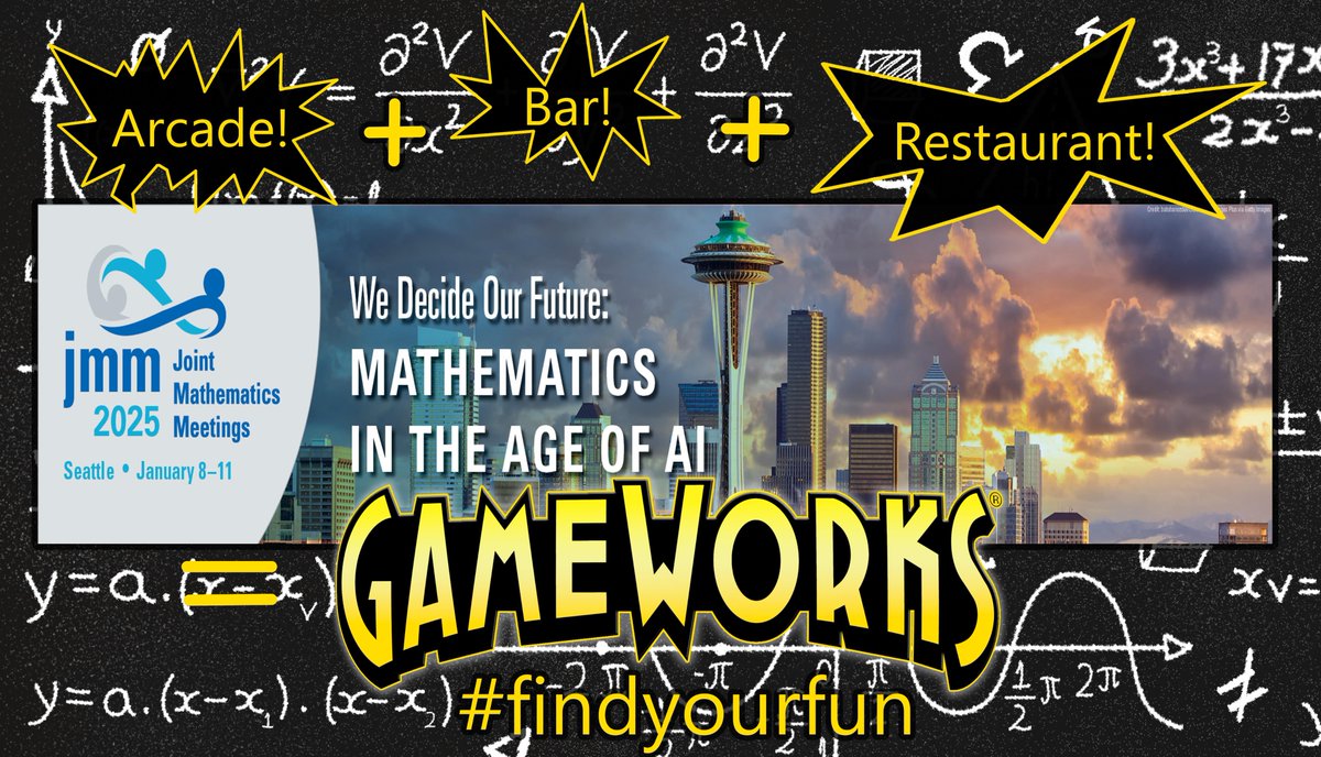 GameWorks (@gameworks) on Twitter photo Welcome to Seattle <a href="/JointMath/">Joint Mathematics Meetings</a> , When your ready for a break we have you covered. Food, Drinks and Games a plenty.
#GameWorks #Seattle #Math #FindYourFun #jointmathematicsmeeting Welcome to Seattle <a href="/JointMath/">Joint Mathematics Meetings</a> , When your ready for a break we have you covered. Food, Drinks and Games a plenty.
#GameWorks #Seattle #Math #FindYourFun #jointmathematicsmeeting