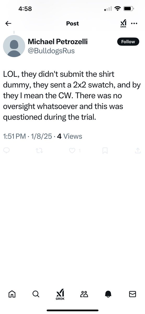 Ultimate p"$&amp;&amp;y. Blocked me so I can not respond to his claim. I said the defense could request retesting of the shirt, but they won't because they know there is no canine DNA. They did not summit swatches, they submitted swabs of each hole .