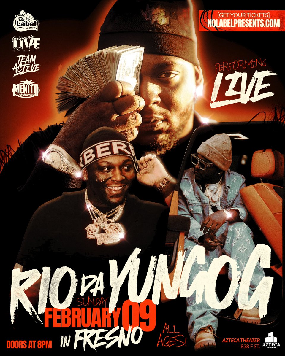 activearnoldd's tweet image. 🎟️🔗 nolabelpresents.com 
#fresno #559 #riodayungog #centralvalley