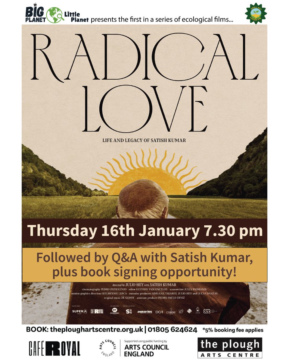 Resurgence Trust 🌎 (@resurgence_mag) on Twitter photo Exciting Film News! 🌍
'RADICAL LOVE - The Life and Legacy of Satish Kumar' is returning to <a href="/PloughArts/">The Plough Arts Centre</a> on Thursday 16th January at 7:30pm, as part of a series of independent ecological films being screened throughout 2025. This will be followed by a very special in-person Q&A Exciting Film News! 🌍
'RADICAL LOVE - The Life and Legacy of Satish Kumar' is returning to <a href="/PloughArts/">The Plough Arts Centre</a> on Thursday 16th January at 7:30pm, as part of a series of independent ecological films being screened throughout 2025. This will be followed by a very special in-person Q&A