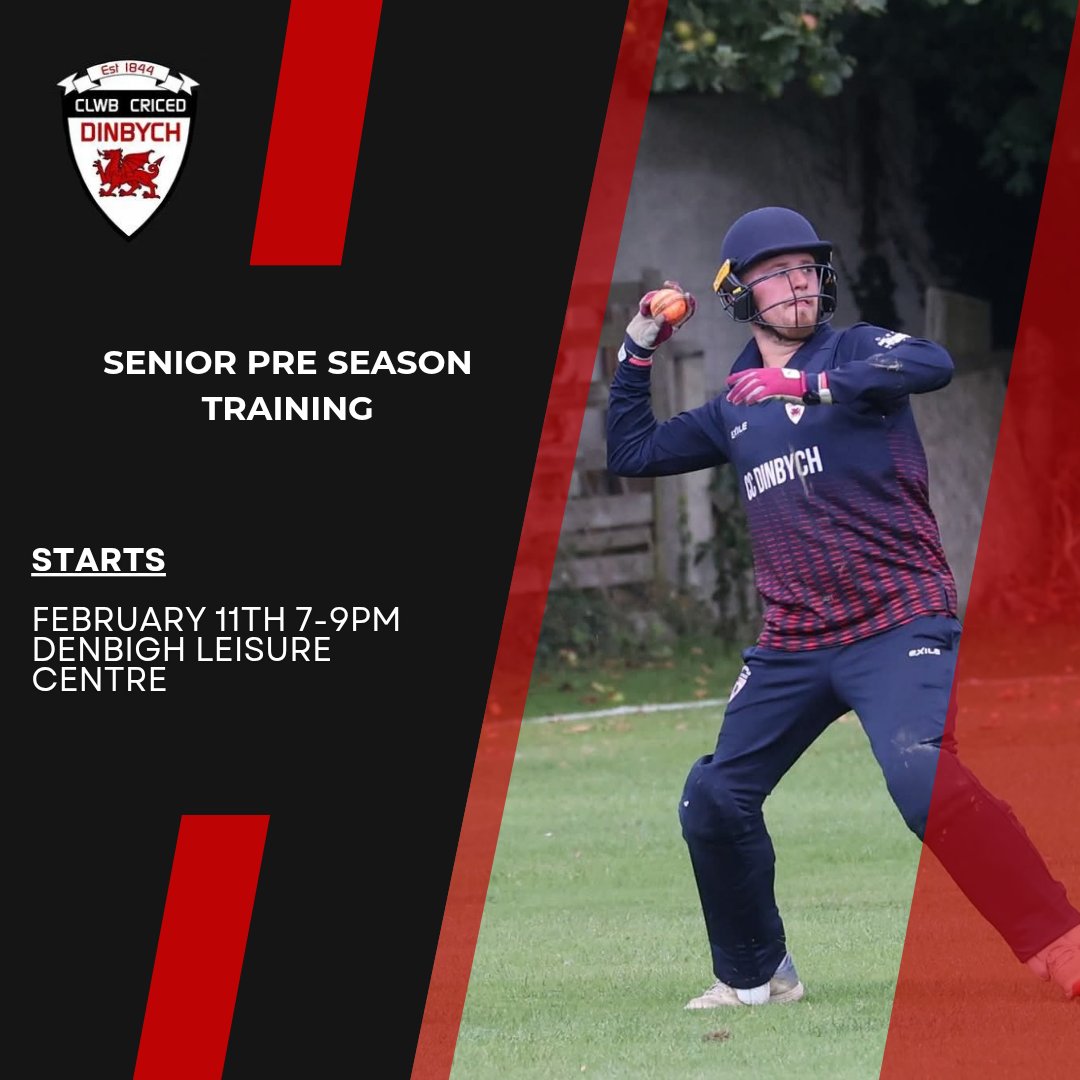 Denbigh Cricket Club (@denbighcricket) on Twitter photo It's nearly time to start our preparations for the 2025 season. Dust off your kit bags and get ready for our indoor nets. Sessions run by <a href="/cjpstead/">Chris Stead</a>, starting on Tuesday 11th February 7-9pm at Denbigh Leisure centre. All new players welcome! It's nearly time to start our preparations for the 2025 season. Dust off your kit bags and get ready for our indoor nets. Sessions run by <a href="/cjpstead/">Chris Stead</a>, starting on Tuesday 11th February 7-9pm at Denbigh Leisure centre. All new players welcome!