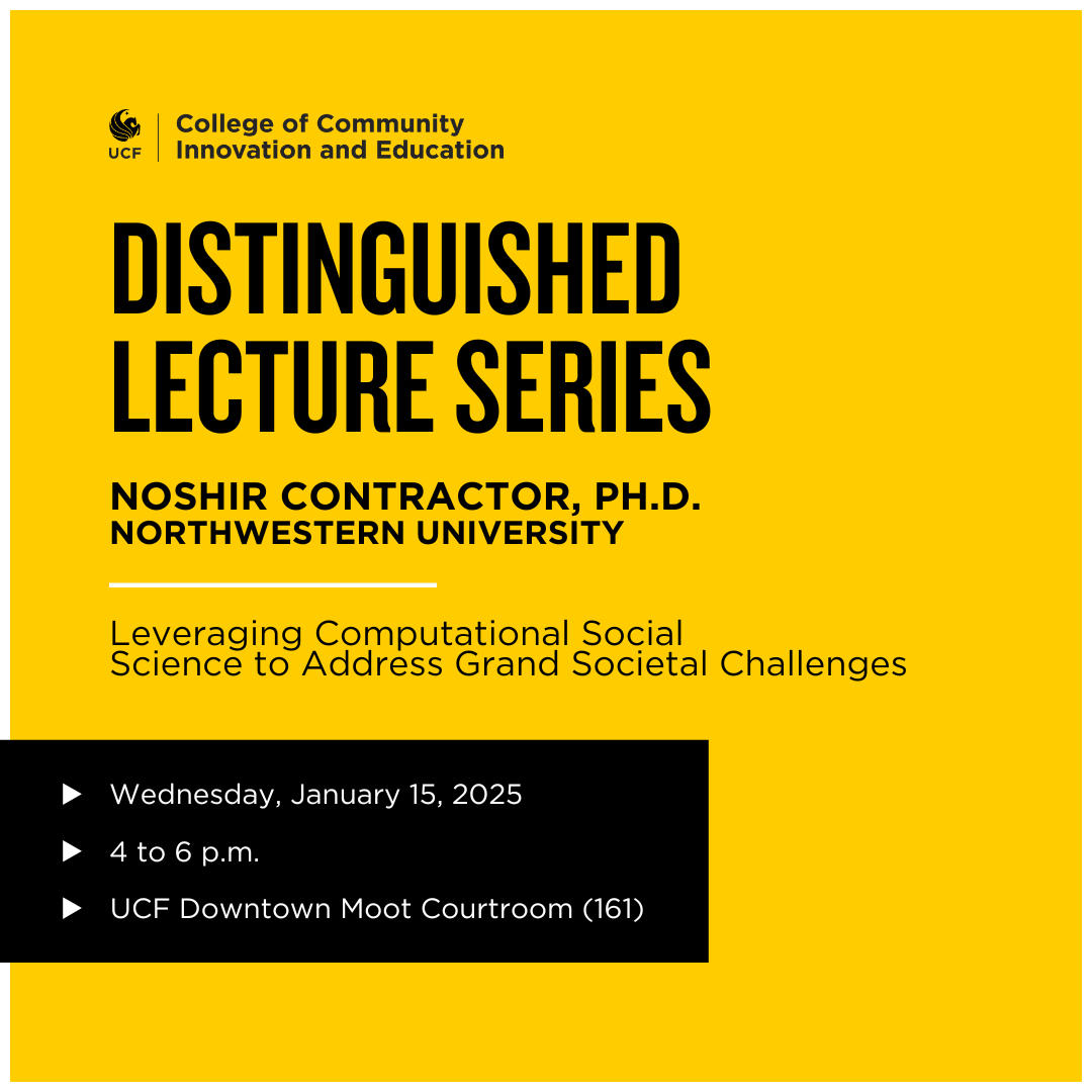 UCFCCIE (@ucfccie) on Twitter photo Want to learn how social scientists and scholars use data on social phenomena, machine learning and AI to address societal challenges? Join us January 15 for our Distinguished Lecture Series at <a href="/UCFDowntown/">UCF Downtown</a>, featuring <a href="/NorthwesternU/">Northwestern</a>'s Noshir Contractor!
events.ucf.edu/event/3443367/… Want to learn how social scientists and scholars use data on social phenomena, machine learning and AI to address societal challenges? Join us January 15 for our Distinguished Lecture Series at <a href="/UCFDowntown/">UCF Downtown</a>, featuring <a href="/NorthwesternU/">Northwestern</a>'s Noshir Contractor!
events.ucf.edu/event/3443367/…