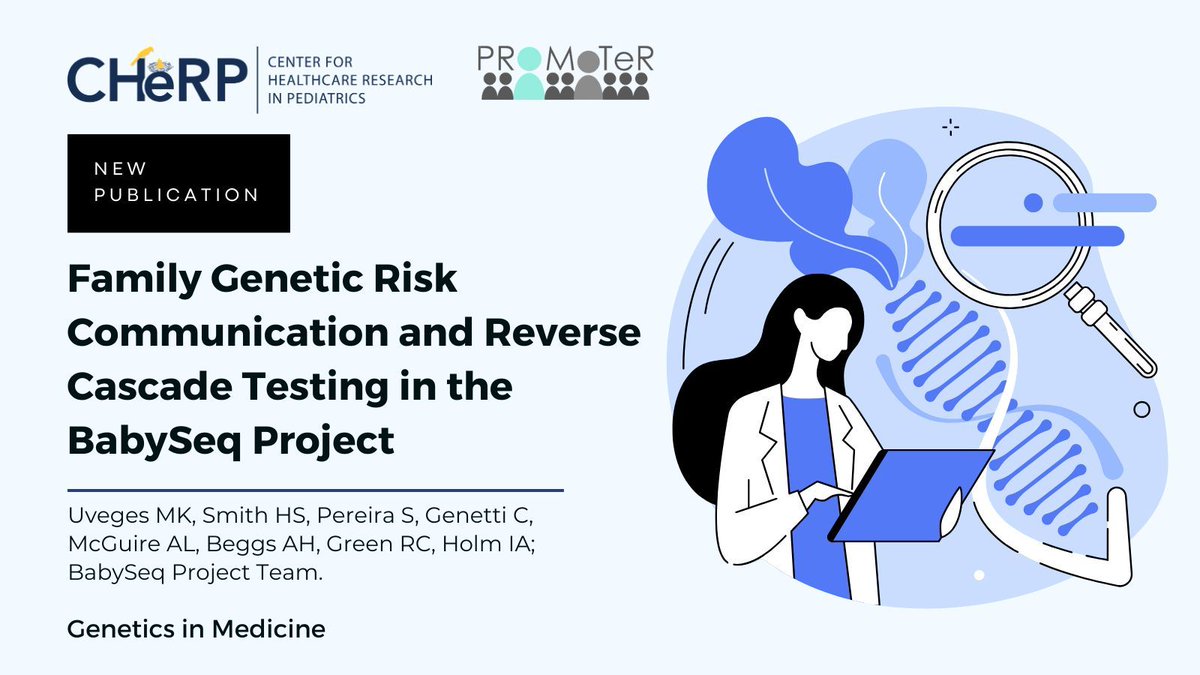 New Article! <a href="/hadleyssmith/">Hadley Stevens Smith</a> and peers' paper #Family #Genetic #Risk #Communication and Reverse #CascadeTesting in the BabySeq Project is featured in Genetics in Medicine!

Read More Here: buff.ly/3DMNKzG