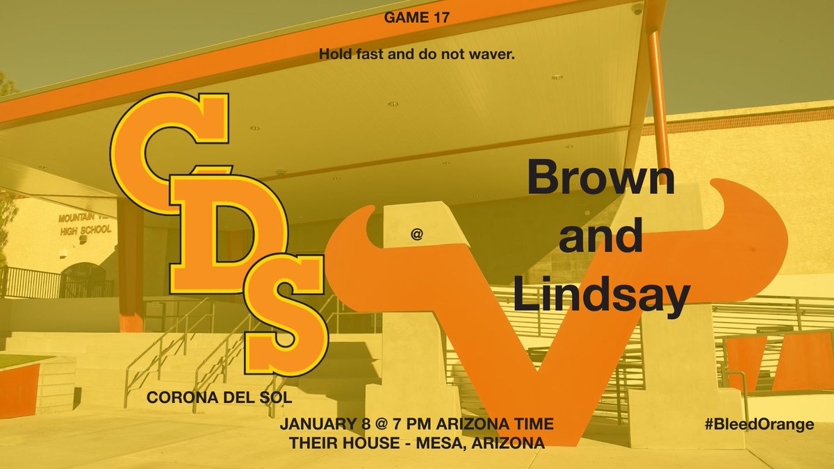 gilbert12thman's tweet image. Game 17 - We&apos;re Back

🏀: Brown and Lindsay (Mesa, Arizona)
🚌: 2700 East Brown Road, Mesa, Arizona
gofan.co/event/2314652?…
🕖: 7:00 PM Arizona Time

Clear Bag Policy in effect per Mesa Public Schools.

Hold fast and do not waver!

👑☀️🧡💛🏀

#BeatMVT | #RollTRiBE | #AztecStrong