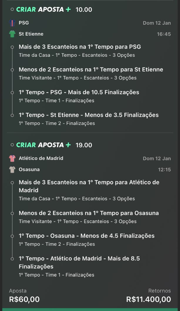 LK_TIPS10's tweet image. BORA BUSCAR O 1º DO ANO ?? 🇪🇸 🇫🇷
Atleti e psg em casa são times que começam o jogo com muito ímpeto! Gosto deles pro método 🔥🔥🔥
Troco do pão nas 2 e chama! 😎
