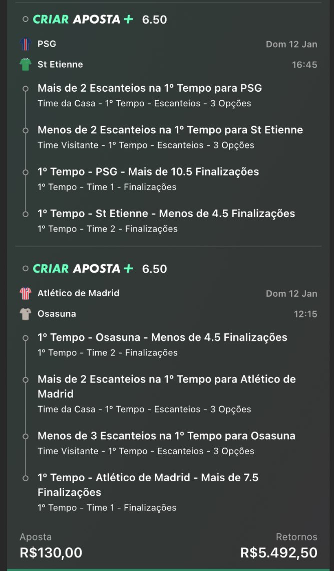 LK_TIPS10's tweet image. BORA BUSCAR O 1º DO ANO ?? 🇪🇸 🇫🇷
Atleti e psg em casa são times que começam o jogo com muito ímpeto! Gosto deles pro método 🔥🔥🔥
Troco do pão nas 2 e chama! 😎