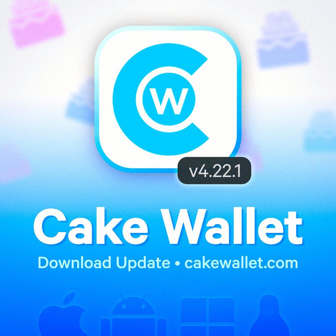 Cake Wallet v.4.22.1 is live with bug fixes &amp; improvements 🎂
• Bitcoin and Litecoin enhancements
• Solana and Nano fixes/improvements
• UI enhancements
• Bug fixes
🔐 Your keys, your coins. Update now for the safest crypto experience: cakewallet.com