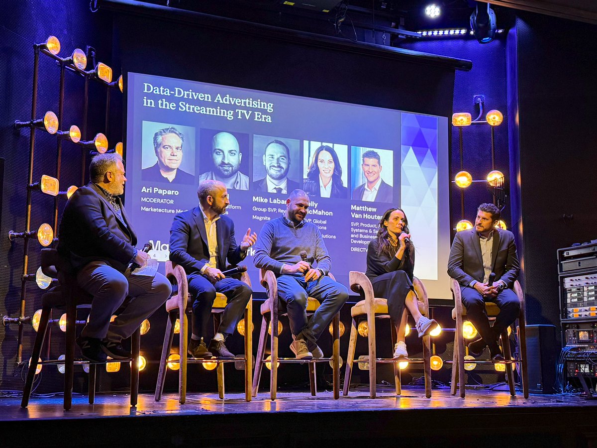 Jeremy Bloom 🇮🇱🇺🇸 (@jeremybloomhere) on Twitter photo Great discussion on data-driven advertising in the streaming tv era hosted by <a href="/marketecturetv/">Marketecture</a> and <a href="/magnite/">Magnite</a>
<a href="/aripap/">Ari Paparo</a> leading the panel between <a href="/DIRECTV/">DIRECTV</a> <a href="/PublicisGroupe/">Publicis Groupe</a> <a href="/PublicisMedia/">Publicis Media</a> <a href="/magnite/">Magnite</a> <a href="/LG_Ad_Solutions/">LG Ad Solutions</a>
<a href="/AdtechGod/">AdTechGod ®️🍪</a> is crushing it with the lighting <a href="/theadforum/">The Advertising Forum</a> sizzle 📺🔥 Great discussion on data-driven advertising in the streaming tv era hosted by <a href="/marketecturetv/">Marketecture</a> and <a href="/magnite/">Magnite</a>
<a href="/aripap/">Ari Paparo</a> leading the panel between <a href="/DIRECTV/">DIRECTV</a> <a href="/PublicisGroupe/">Publicis Groupe</a> <a href="/PublicisMedia/">Publicis Media</a> <a href="/magnite/">Magnite</a> <a href="/LG_Ad_Solutions/">LG Ad Solutions</a>
<a href="/AdtechGod/">AdTechGod ®️🍪</a> is crushing it with the lighting <a href="/theadforum/">The Advertising Forum</a> sizzle 📺🔥