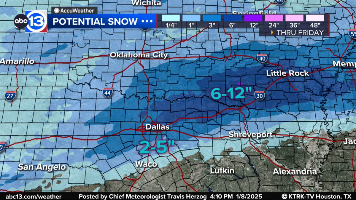 Dallas is now under a Winter Storm Warning. ❄️ Growing up there, I saw a lot of ice and snow, and know firsthand … icy roads are VERY dangerous. 

Family and friends: stock up and stay put Thursday/Friday if you can.