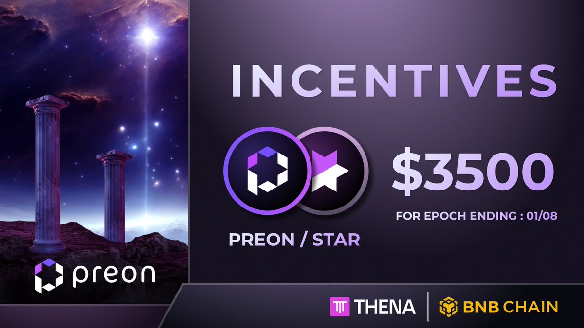 PreonFinance's tweet photo. Good morning, Preonauts, we hope you've been enjoying the previous weekly incentives for the $PREON and $STAR LPs. We've deposited some more incentives this week, check them out down below⬇️

We've deposited $2,600 for the $PREON - $STAR LP on @FenixFinance 

We also deposited $3,500 for the @ThenaFi_ $PREON - $STAR LP.

Also for this epoch for the $USDC - $STAR CLP on @AerodromeFi, we'll be utilizing the treasury's veNFT to vote for the LP to ensure emissions are directed. This would ensure alignment with the protocol's strategic goals. Also, the AMO will rebalance the CLP to optimize liquidity management.

That's all for this epoch!