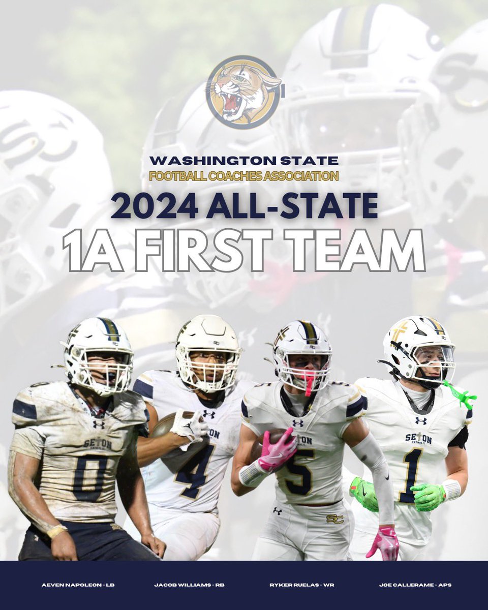 Washington State Football Coaches Association 1A All State Football Team

<a href="/aevennap0leon/">Aeven</a> - LB
<a href="/jacobleewillia1/">Jacob Williams (2🌟 RB)</a> - RB
<a href="/RuelasRyker/">Ryker Ruelas</a> - WR
<a href="/CallerameJoe/">Joe Callerame 3⭐️</a> - AP

📸: <a href="/ASportography/">AIM Sportography</a>